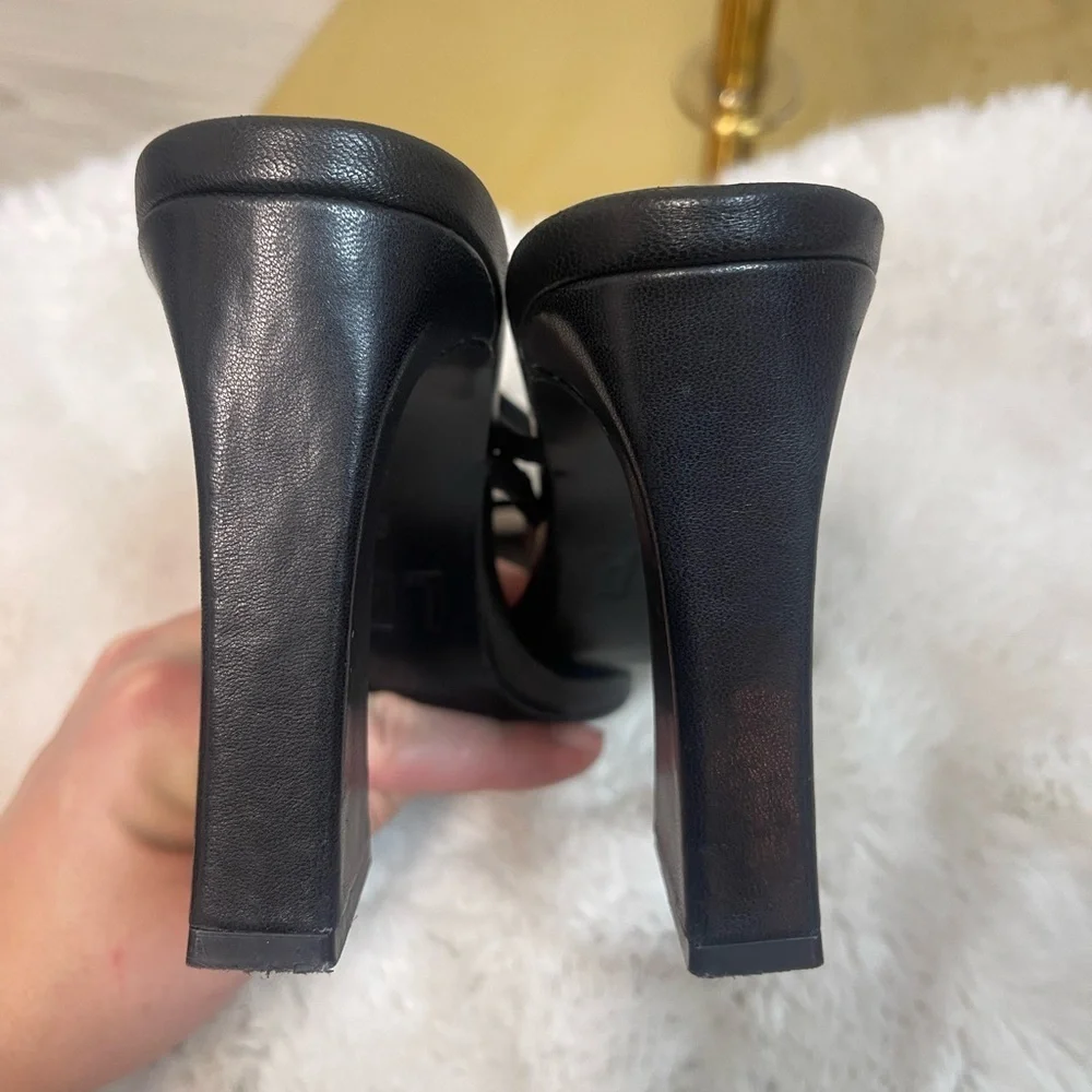 LPA Black Leather Strappy Caprice High Heel Sandals